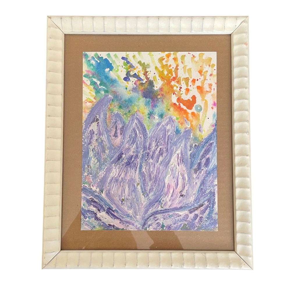 Original Abstract Expressionist Painting by O 9x11 Contemporary Neo Art Lotus